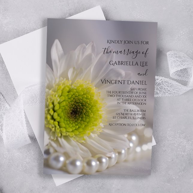 Invitación Boda de la margarita blanca y las perlas (Subido por el creador)