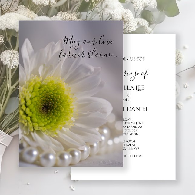 Invitación Boda de la margarita blanca y las perlas (Subido por el creador)