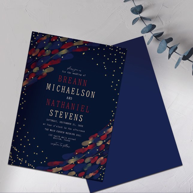 Invitación Boda de la Marina Abstracta Moderna Borgoña Confet (Subido por el creador)