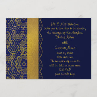 Invitación Boda de la Marina Azul y Oro invita