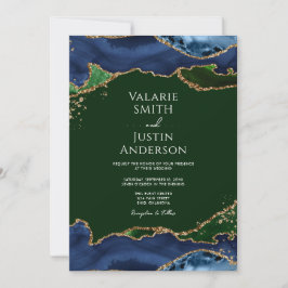 Invitación Boda de la Marina Azul y Verde Agate