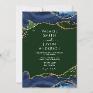 Invitación Boda de la Marina Azul y Verde Agate