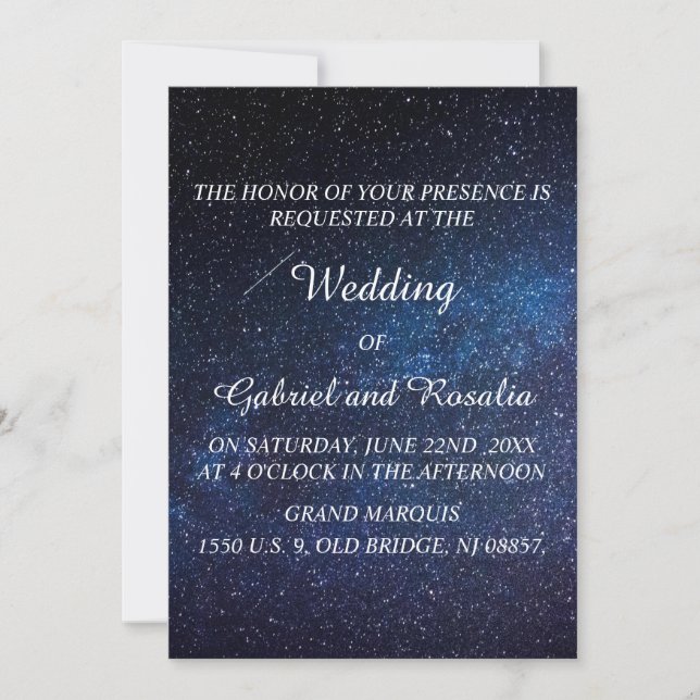 Invitación Boda de la Marina Blue Starry Night Sky Milkyway (Anverso)