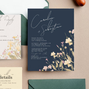 Invitación Boda de la Marina Boho Delicate Wildflowers