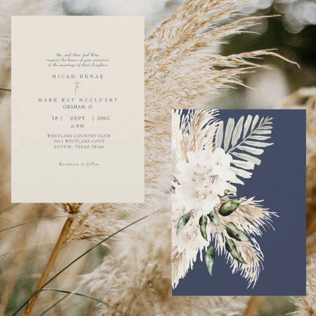Invitación Boda de la Marina Boho y Cream Pampas (Subido por el creador)
