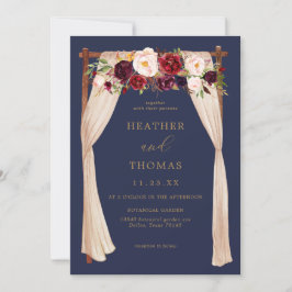 Invitación Boda de la Marina Boho y la Floral de Borgoña