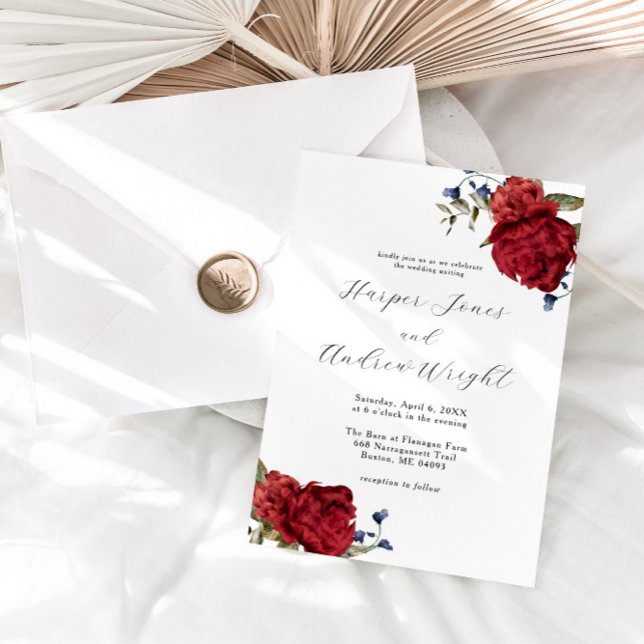 Invitación Boda de la Marina Borgoña en el Jardín Floral (Subido por el creador)