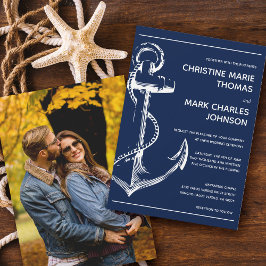 Invitación Boda de la Marina de Fotos del Ancla de Esquemas N