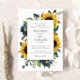 Invitación Boda de la Marina de los girasoles Flores azules