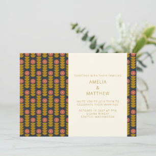 Invitación Boda de la Marina de Oro Botánica Retro