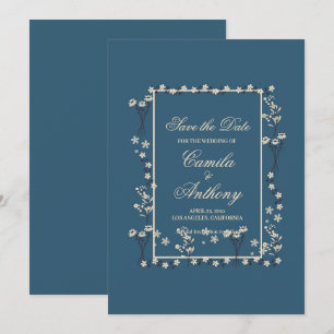 Invitación Boda de la Marina en la frontera floral blanca sal