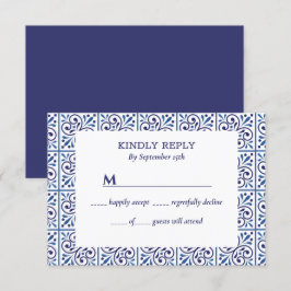 Invitación Boda de la Marina Española Indigo Tile
