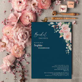 Invitación Boda de la Marina Floral de Rubor ducha de novia