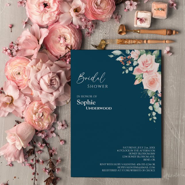 Invitación Boda de la Marina Floral de Rubor ducha de novia (Subido por el creador)