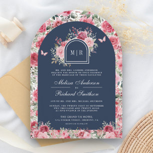 Invitación Boda de la Marina Mariposa de Rosas Rojas Rosa de