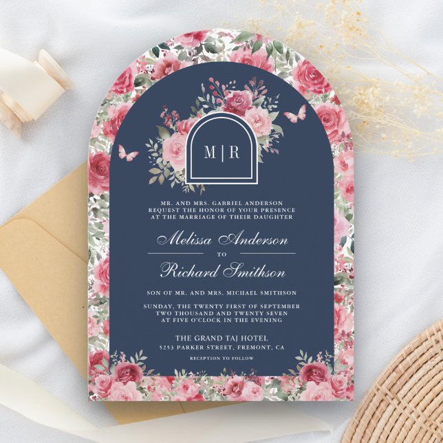 Invitación Boda de la Marina Mariposa de Rosas Rojas Rosa de  (Subido por el creador)