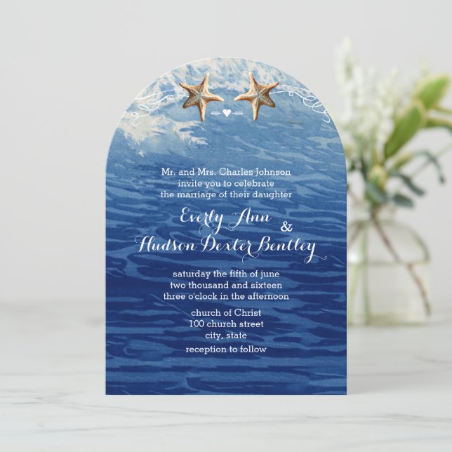 Invitación Boda de la Marina Nautical Destination Beach Starf (Anverso de pie)