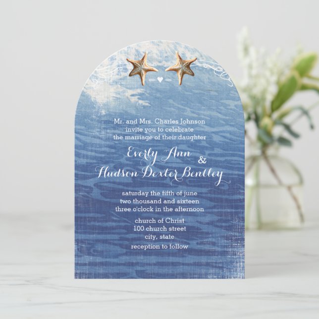 Invitación Boda de la Marina Nautical Destination Beach Starf (Anverso de pie)