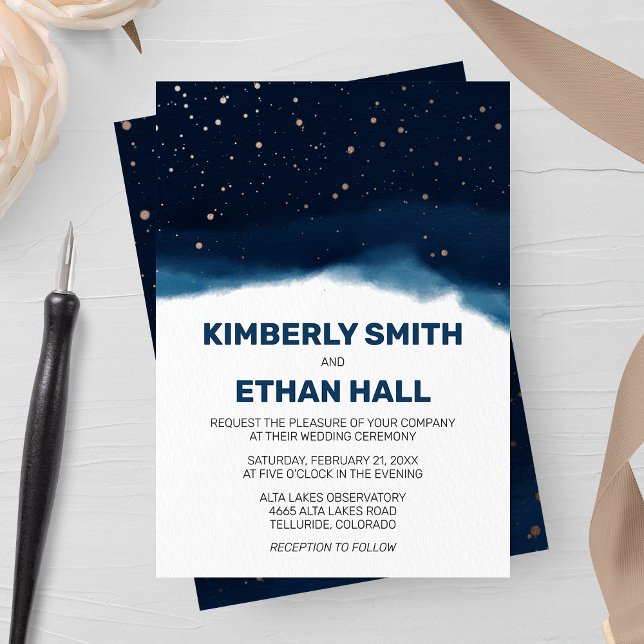 Invitación Boda de la Marina Ombre con estrellas de bronce (Subido por el creador)