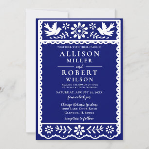 Invitación Boda de la Marina Papel Picado de México