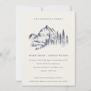 Invitación Boda de la Marina Pine Woods Mountain Sketch