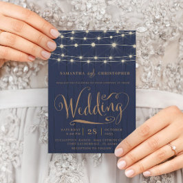 Invitación Boda de la Marina Rusa de Madera Azul y Luces de C