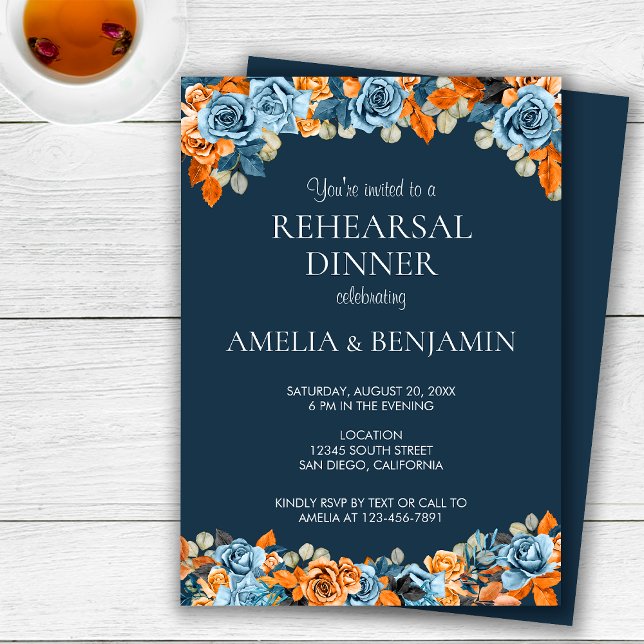 Invitación Boda de la Marina Rust Azul Teracota Cena (Subido por el creador)