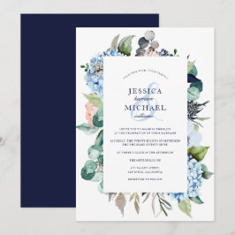Invitación Boda de la Marina Rustic Watercolor Floral Hydrang