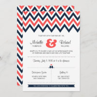 Boda de la Marina y Coral Moderna Chevron & Lovebi