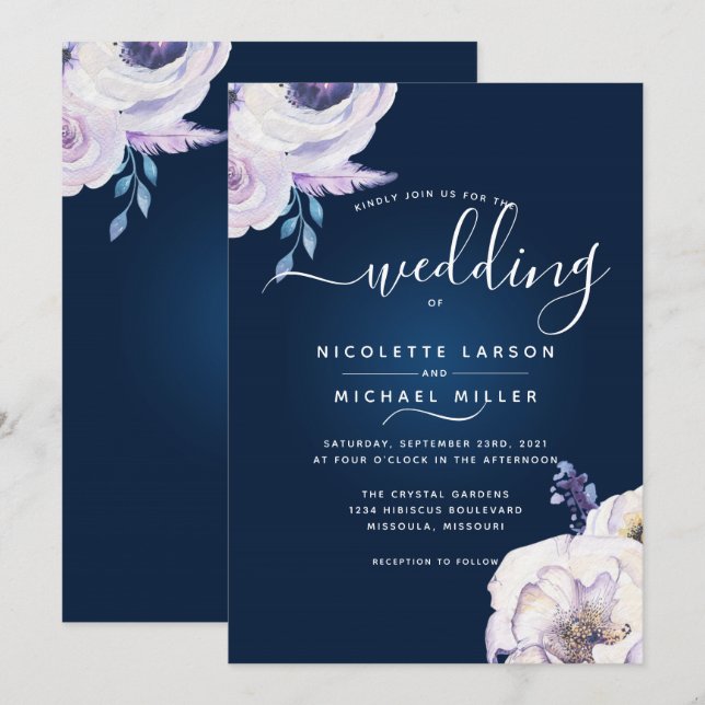Invitación Boda de la Marina y Rosa Lilac (Anverso / Reverso)