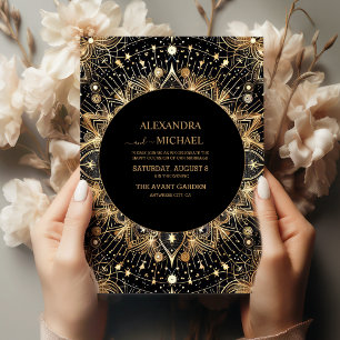 Invitación Boda de la Media Luna Negra de Medianoche Celestia