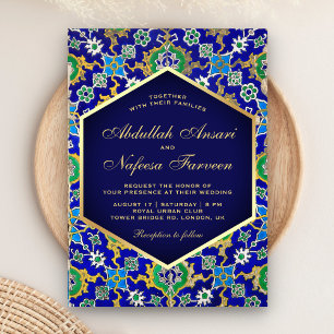 Invitación Boda de la Mezquita Geométrica de Oro de la Arabia