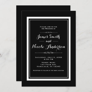 Invitación Boda de la Moda elegante en blanco y negro