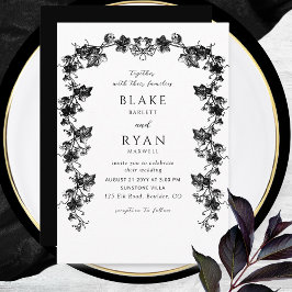 Invitación Boda de la Moda Garland encantador negro