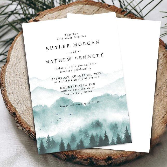 Invitación Boda de la montaña de acuarela rusa (Subido por el creador)