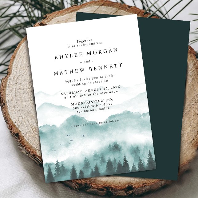 Invitación Boda de la montaña de acuarela rusa (Subido por el creador)