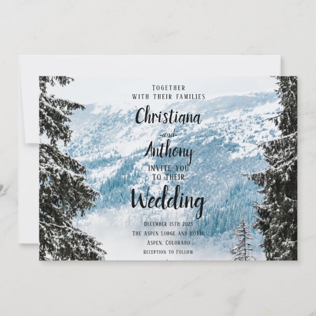 Invitación Boda de la montaña de invierno (Anverso)