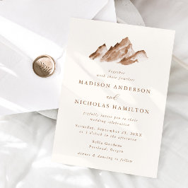 Invitación Boda de la montaña marrón minimalista