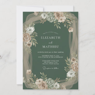 Invitación Boda de la Naturaleza con Ambiente Olivo Verde