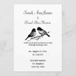 Invitación Boda de la Naturaleza de las Aves Florales en Blan