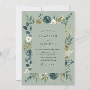 Invitación Boda de la Naturaleza Orgánica Azul Salvia