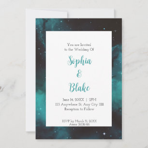 Invitación Boda de la nebulosa teal y luz de estrellas