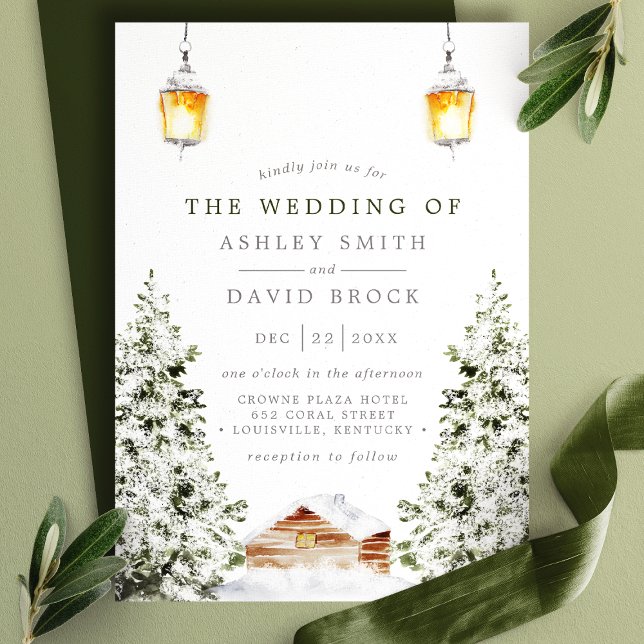 Invitación Boda de la nieve de nieve de cañón rústico de invi (Subido por el creador)