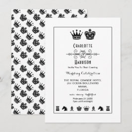 Invitación Boda De La Noche De Juego De Ajedrez King Y Queen
