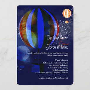 Invitación Boda de la noche del amor en los globos aerostátic