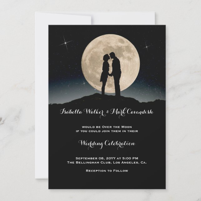Invitación Boda de la noche estrellada de la luna (Anverso)
