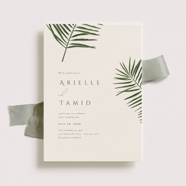 Invitación Boda de la Palm acuática moderna de Areca (Subido por el creador)