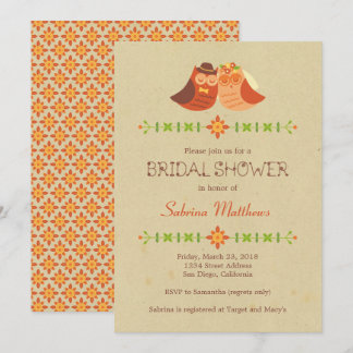 Invitación Boda de la pareja de búhos de Boho Lovebird