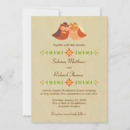 Invitación Boda de la pareja de búhos de Boho Lovebird