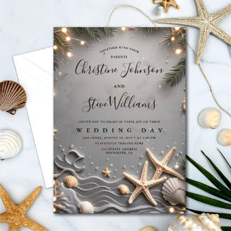 Invitación Boda de la pareja de estrellas de playa tropical d